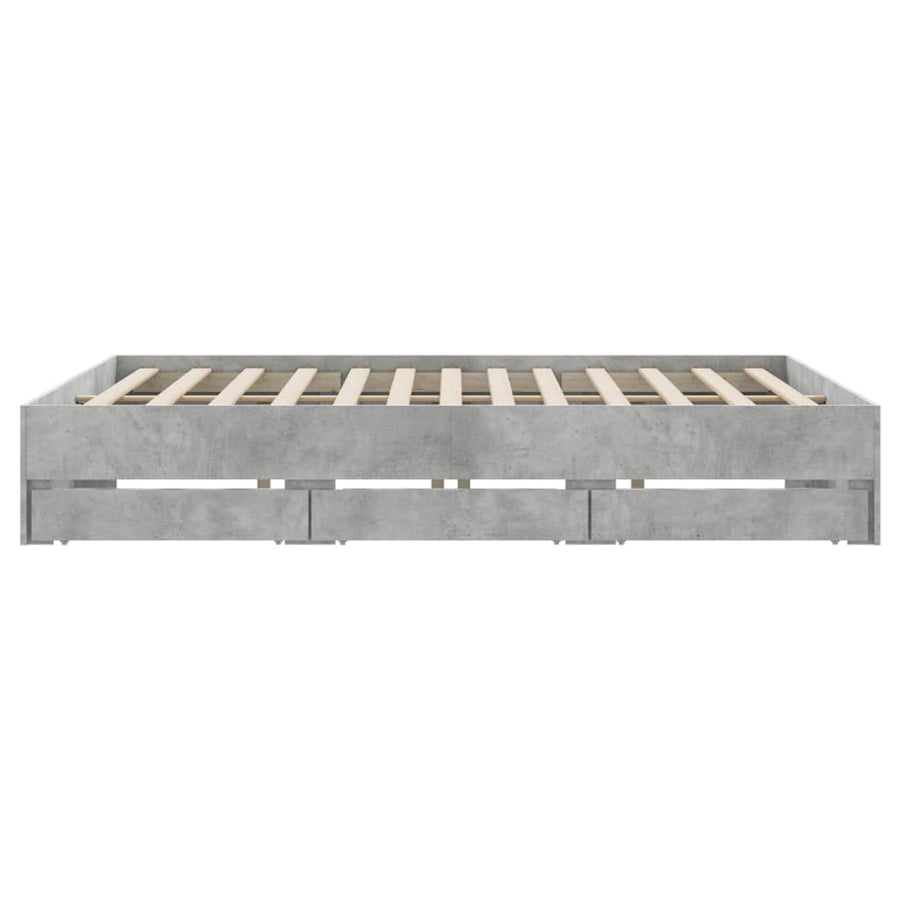 Bedframe met lades bewerkt hout betongrijs 180x200 cm