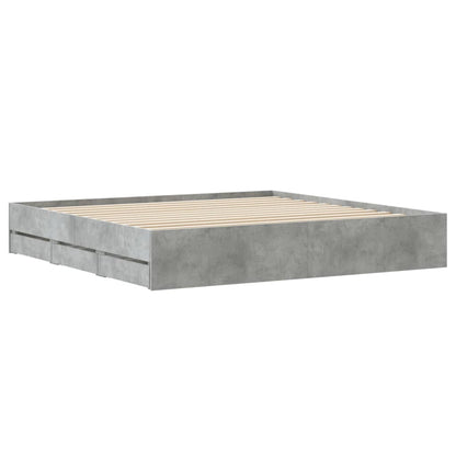 Bedframe met lades bewerkt hout betongrijs 180x200 cm