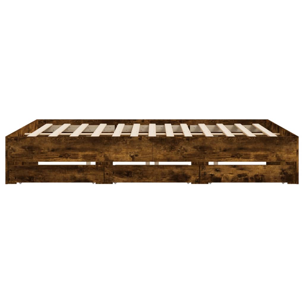 Bedframe met lades bewerkt hout gerookt eikenkleurig 180x200 cm