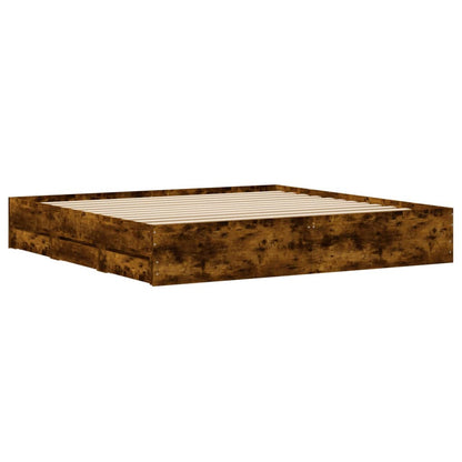 Bedframe met lades bewerkt hout gerookt eikenkleurig 180x200 cm