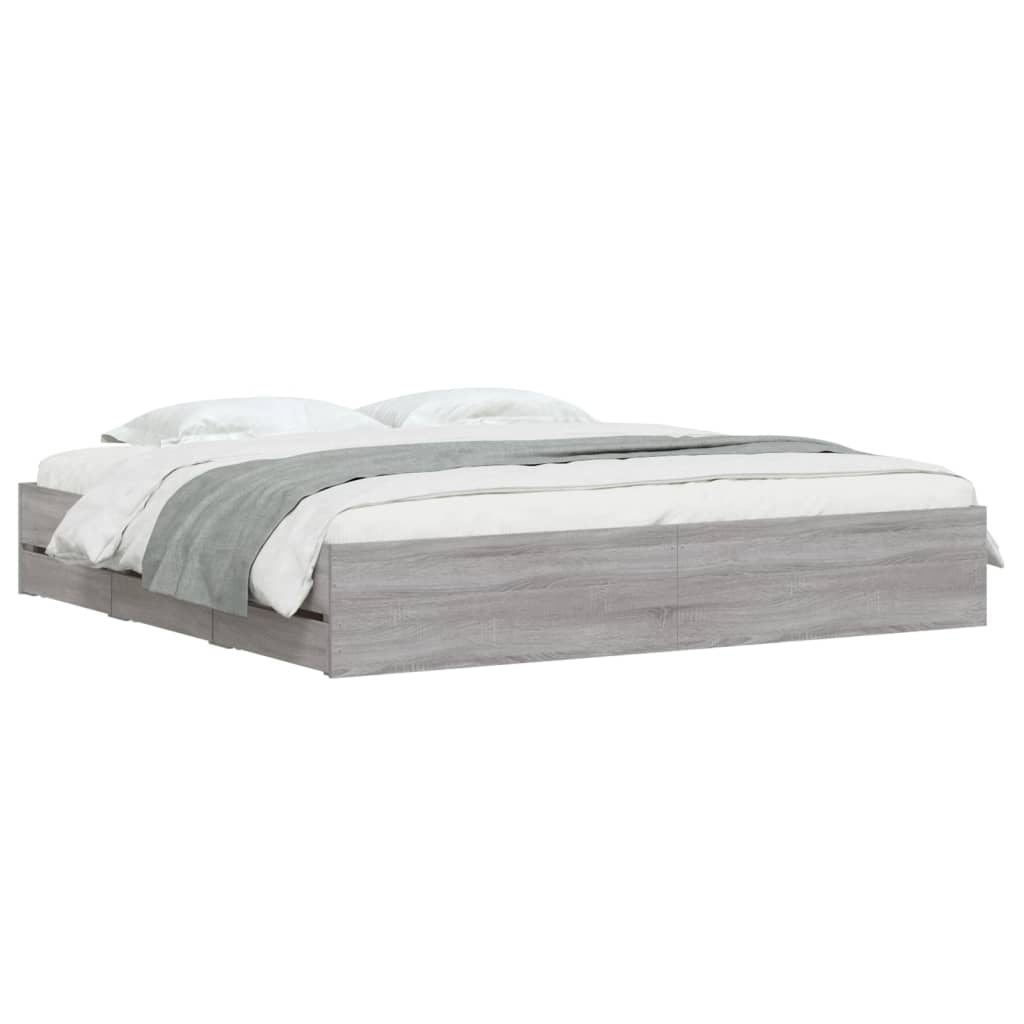 Bedframe met lades bewerkt hout grijs sonoma eiken 180x200 cm