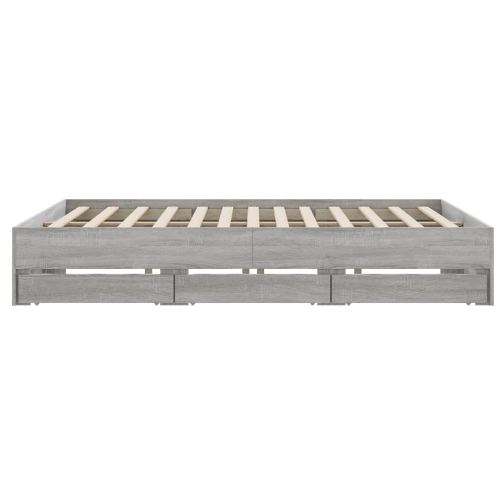 Bedframe met lades bewerkt hout grijs sonoma eiken 180x200 cm
