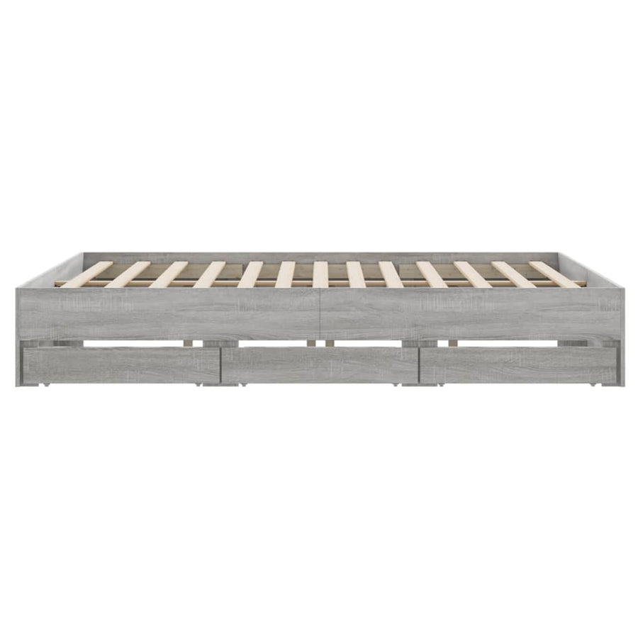 Bedframe met lades bewerkt hout grijs sonoma eiken 180x200 cm