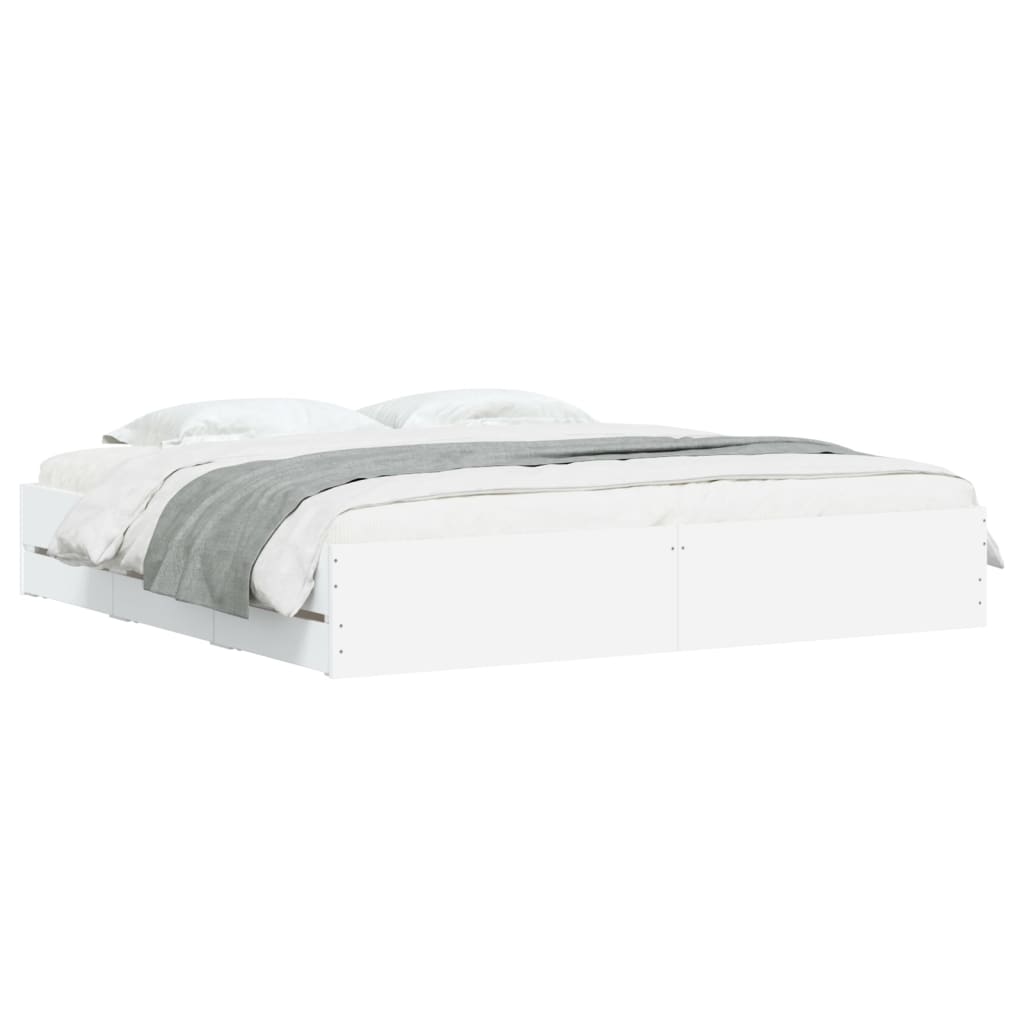 Bedframe met lades bewerkt hout wit 160x200 cm