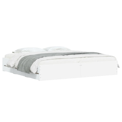 Bedframe met lades bewerkt hout wit 160x200 cm