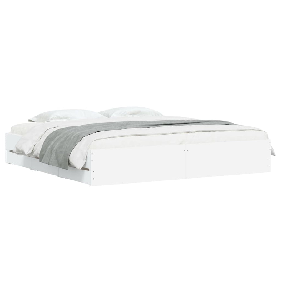 Bedframe met lades bewerkt hout wit 160x200 cm