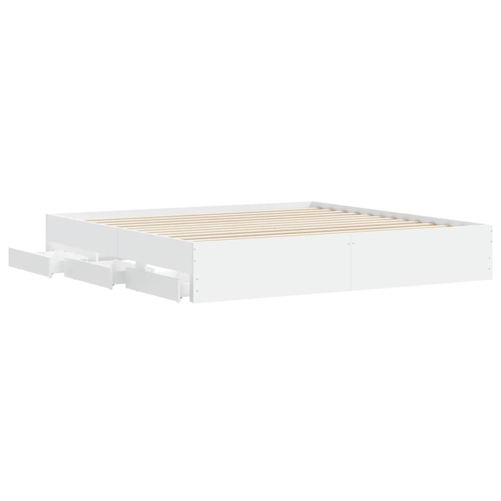 Bedframe met lades bewerkt hout wit 160x200 cm
