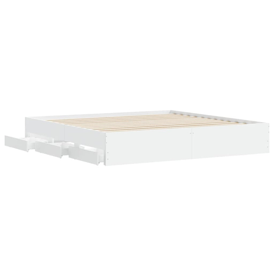 Bedframe met lades bewerkt hout wit 160x200 cm