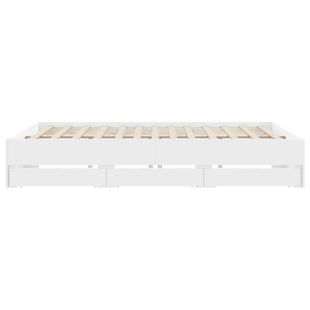 Bedframe met lades bewerkt hout wit 160x200 cm