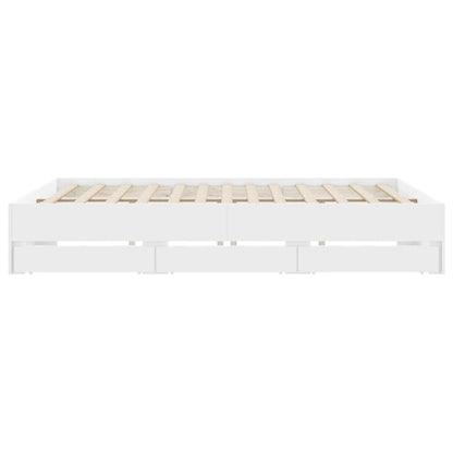 Bedframe met lades bewerkt hout wit 160x200 cm
