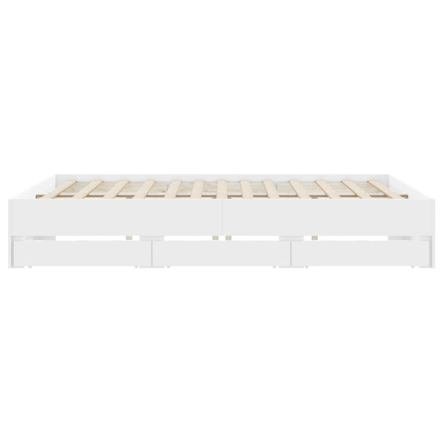 Bedframe met lades bewerkt hout wit 160x200 cm