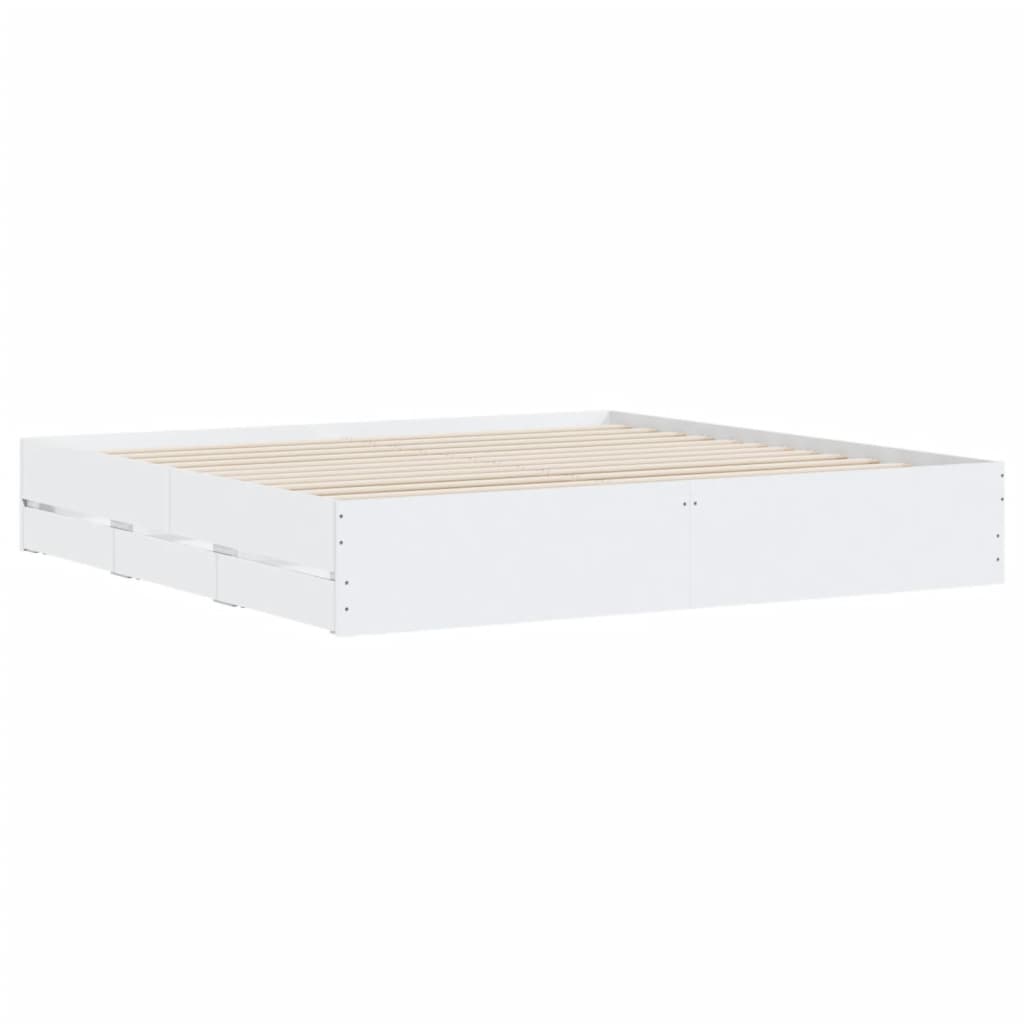 Bedframe met lades bewerkt hout wit 160x200 cm