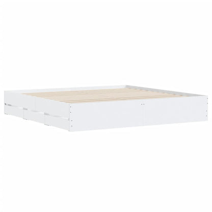 Bedframe met lades bewerkt hout wit 160x200 cm