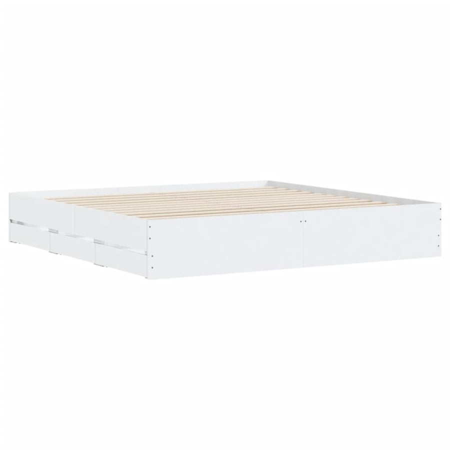 Bedframe met lades bewerkt hout wit 160x200 cm