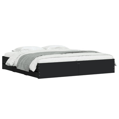 Bedframe met lades bewerkt hout zwart 160x200 cm