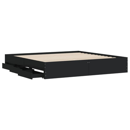 Bedframe met lades bewerkt hout zwart 160x200 cm
