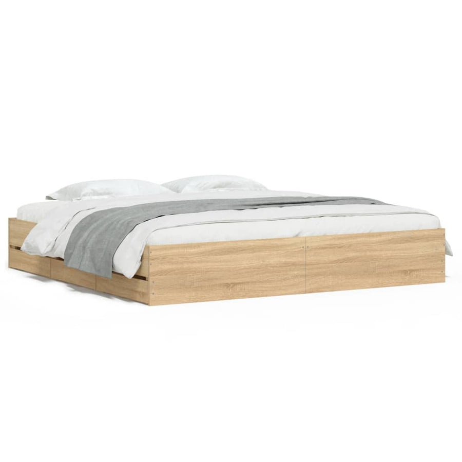 Bedframe met lades bewerkt hout sonoma eikenkleurig 160x200 cm