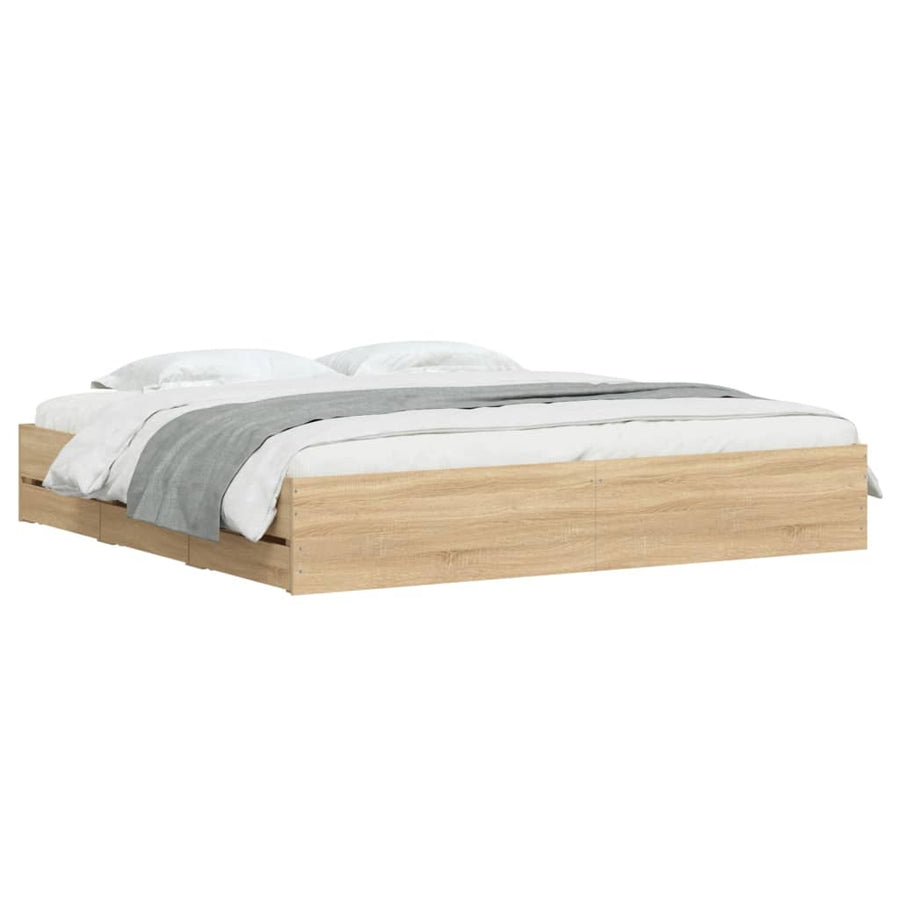 Bedframe met lades bewerkt hout sonoma eikenkleurig 160x200 cm
