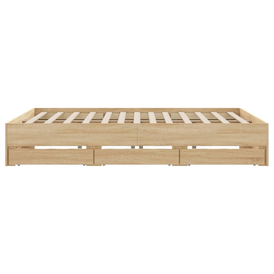 Bedframe met lades bewerkt hout sonoma eikenkleurig 160x200 cm