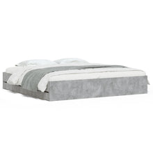 Bedframe met lades bewerkt hout betongrijs 160x200 cm