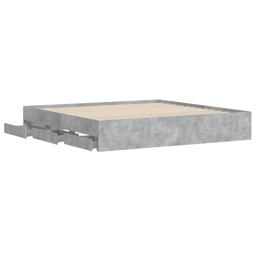 Bedframe met lades bewerkt hout betongrijs 160x200 cm