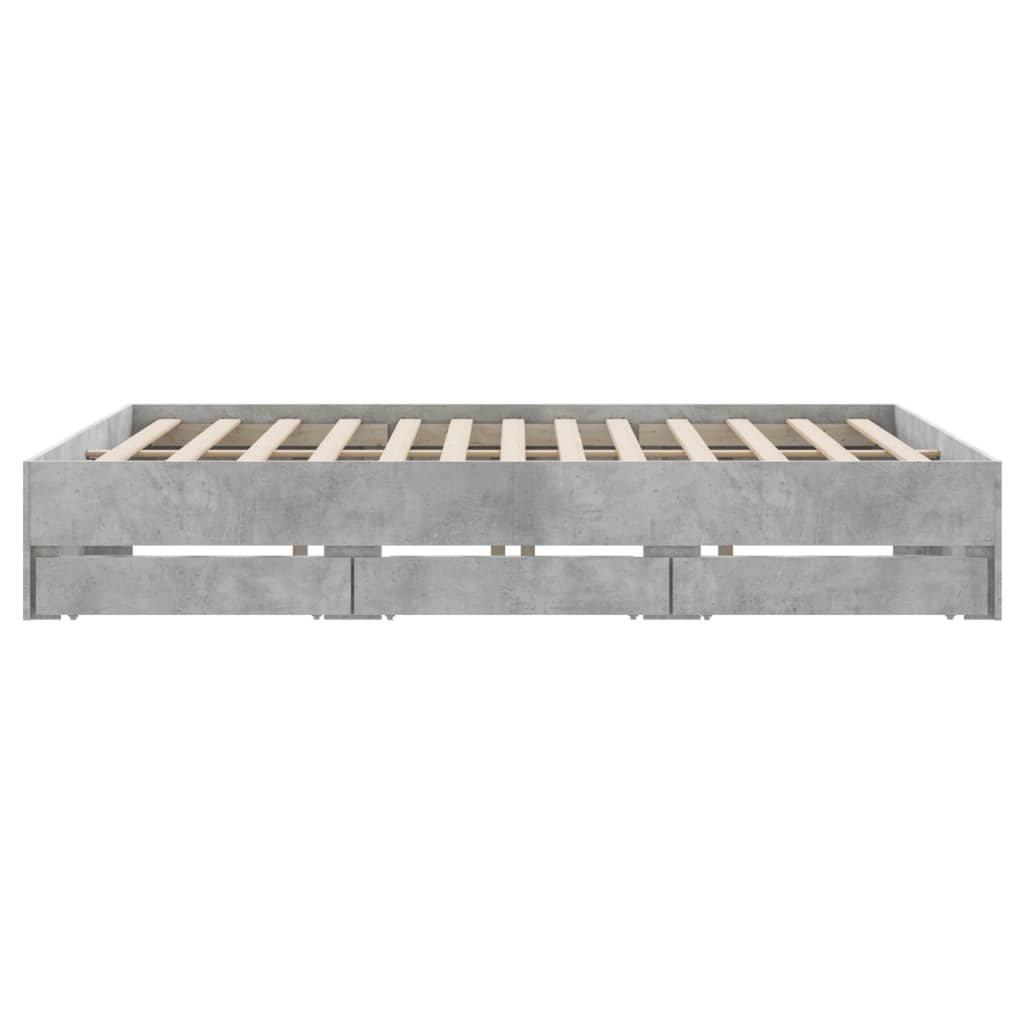 Bedframe met lades bewerkt hout betongrijs 160x200 cm