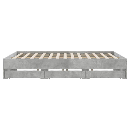 Bedframe met lades bewerkt hout betongrijs 160x200 cm
