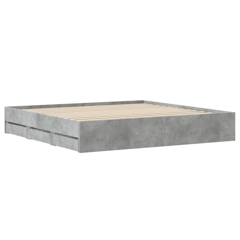 Bedframe met lades bewerkt hout betongrijs 160x200 cm