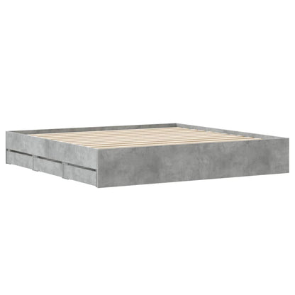 Bedframe met lades bewerkt hout betongrijs 160x200 cm