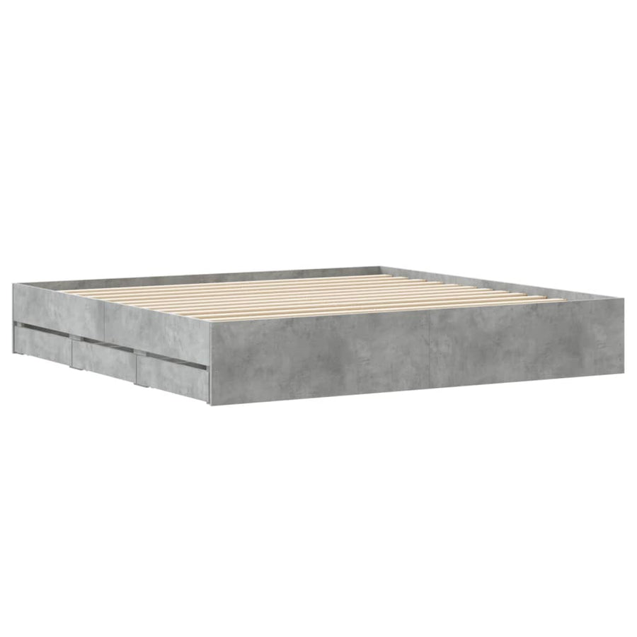Bedframe met lades bewerkt hout betongrijs 160x200 cm