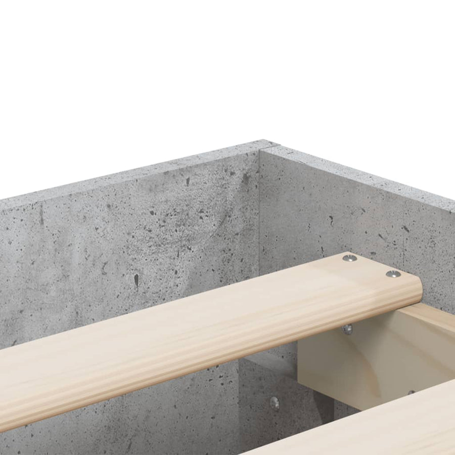 Bedframe met lades bewerkt hout betongrijs 160x200 cm