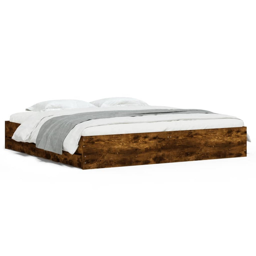 Bedframe met lades bewerkt hout gerookt eikenkleurig 160x200 cm