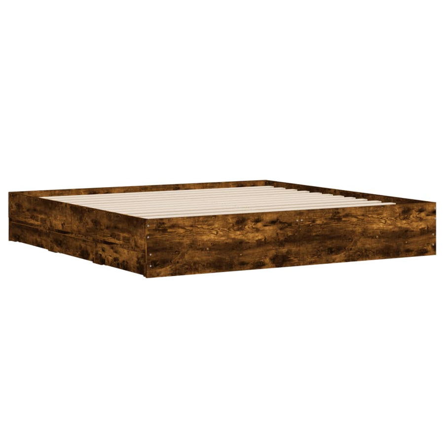 Bedframe met lades bewerkt hout gerookt eikenkleurig 160x200 cm