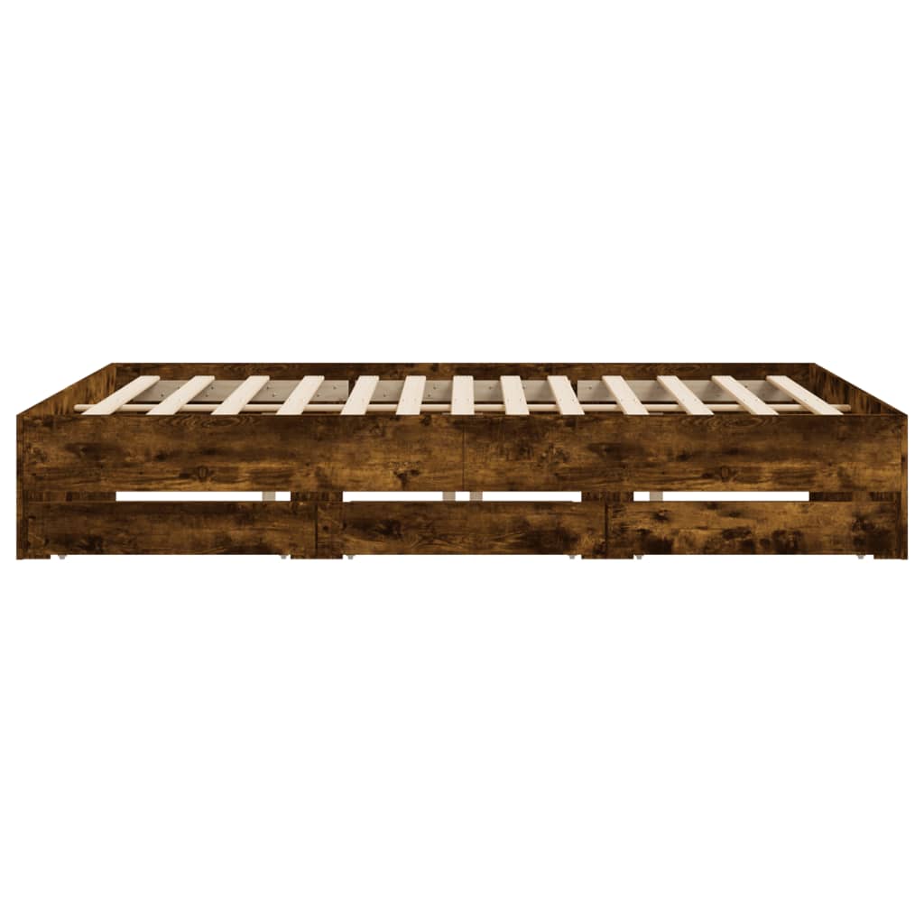Bedframe met lades bewerkt hout gerookt eikenkleurig 160x200 cm