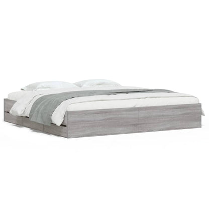 Bedframe met lades bewerkt hout grijs sonoma eiken 160x200 cm