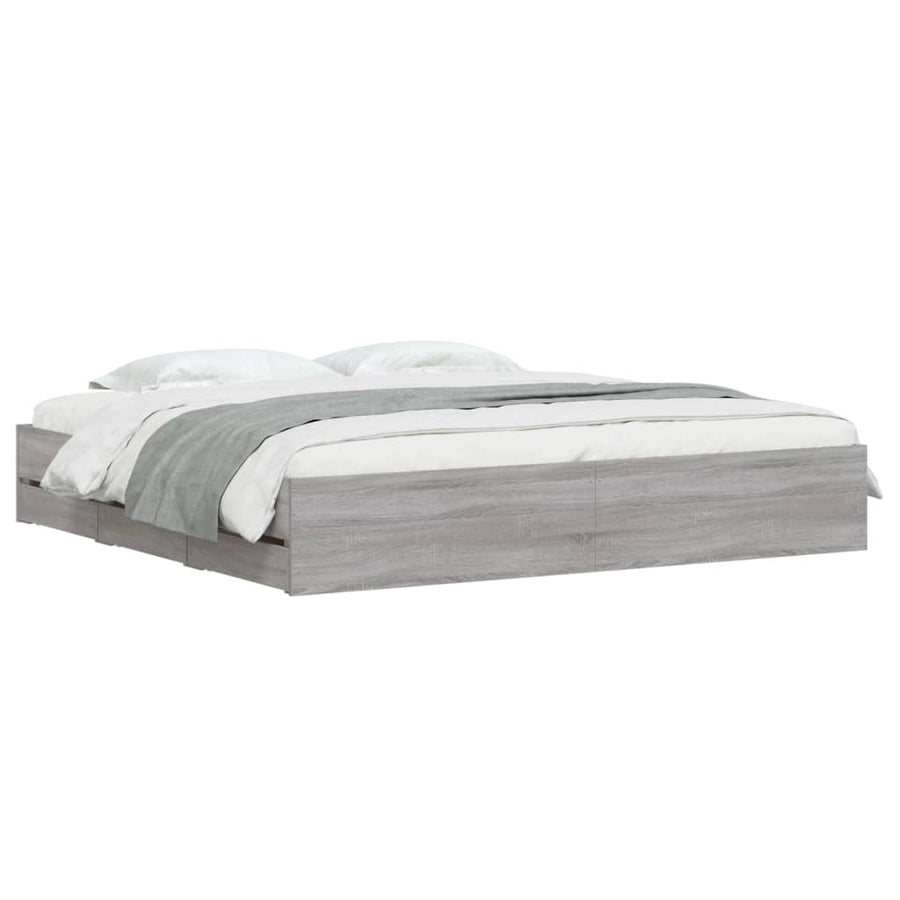 Bedframe met lades bewerkt hout grijs sonoma eiken 160x200 cm