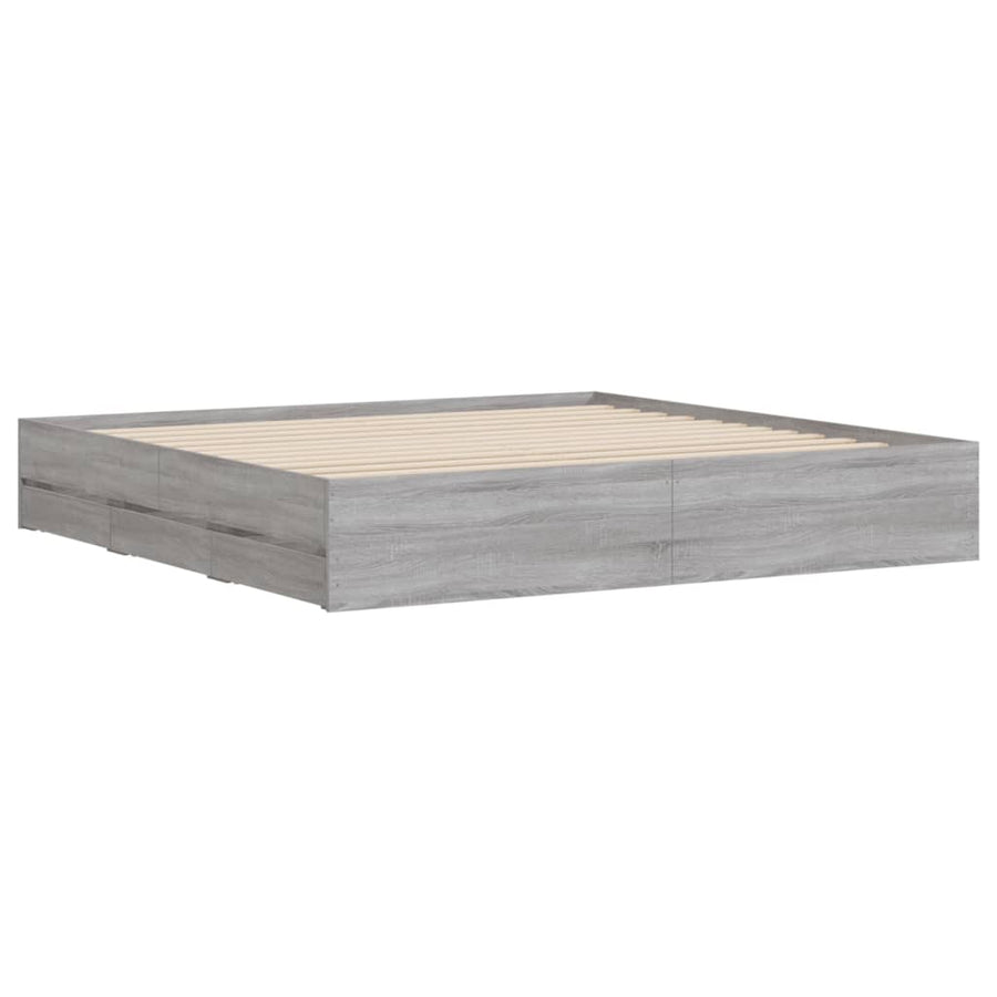 Bedframe met lades bewerkt hout grijs sonoma eiken 160x200 cm
