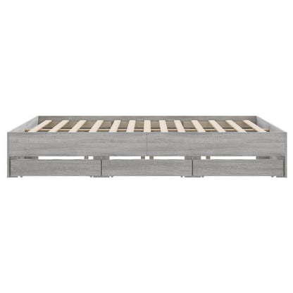 Bedframe met lades bewerkt hout grijs sonoma eiken 160x200 cm