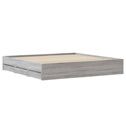 Bedframe met lades bewerkt hout grijs sonoma eiken 160x200 cm