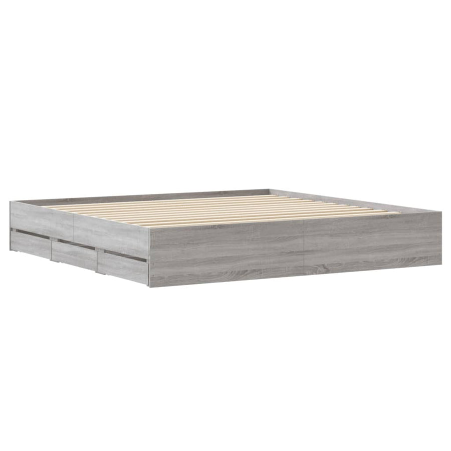 Bedframe met lades bewerkt hout grijs sonoma eiken 160x200 cm
