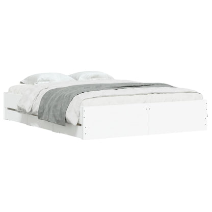 Bedframe met lades bewerkt hout 150 x 200 cm Wit