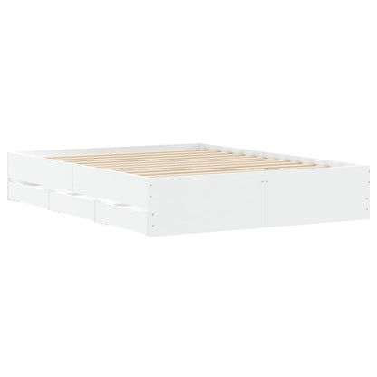 Bedframe met lades bewerkt hout 150 x 200 cm Wit