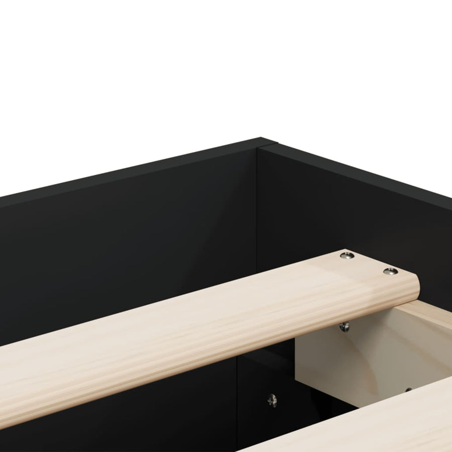 Bedframe Met Lades Bewerkt Hout Zwart 150 x 200 cm