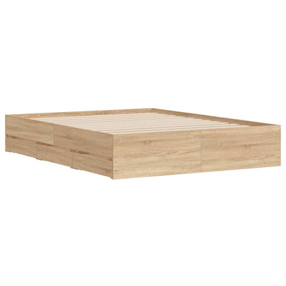 Bedframe met lades bewerkt hout kleurig 150 x 200 cm Sonoma eiken
