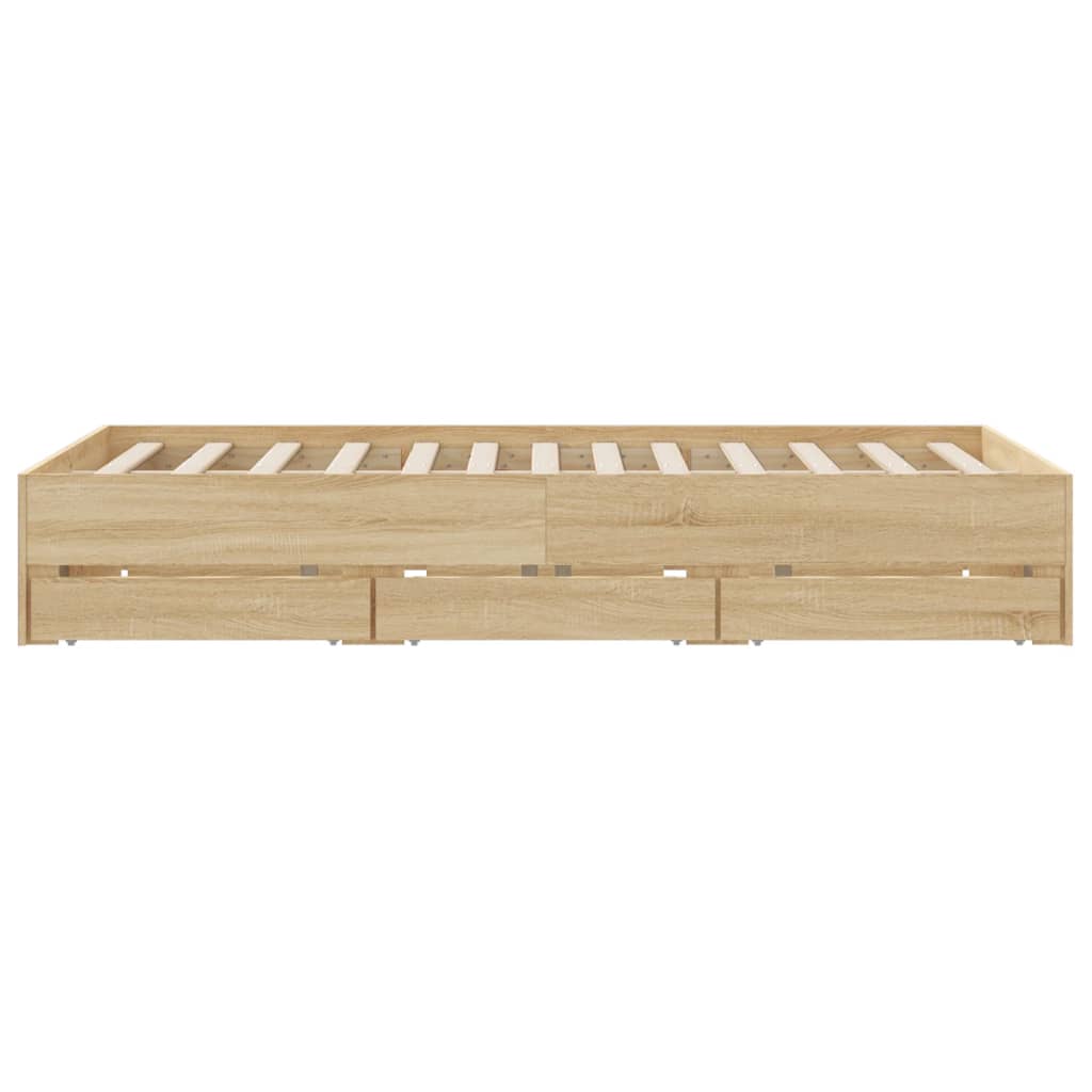 Bedframe met lades bewerkt hout kleurig 150 x 200 cm Sonoma eiken