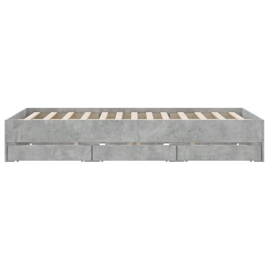 Bedframe met lades bewerkt hout 150 x 200 cm Betongrijs