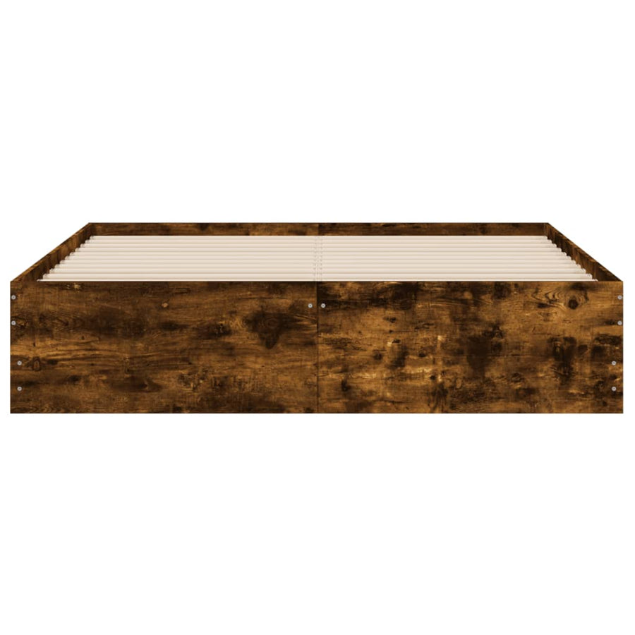 Bedframe met lades bewerkt hout gerookt eikenkleurig 150x200 cm 150 x 200 cm Gerookt eiken