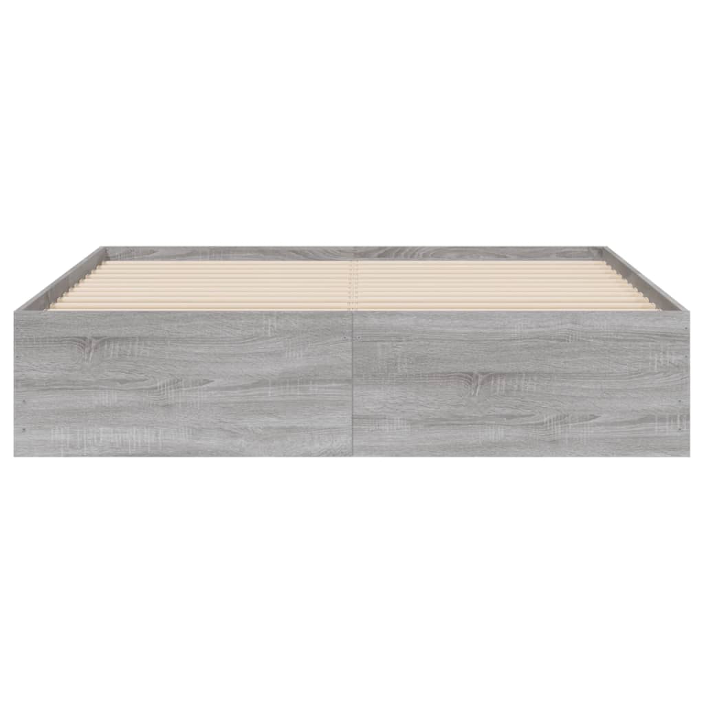Bedframe Met Lades Bewerkt Hout Eiken Grijs sonoma 150 x 200 cm
