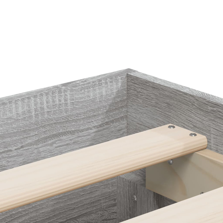 Bedframe Met Lades Bewerkt Hout Eiken Grijs sonoma 150 x 200 cm