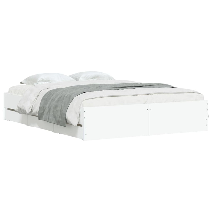 Bedframe met lades bewerkt hout wit 140x200 cm